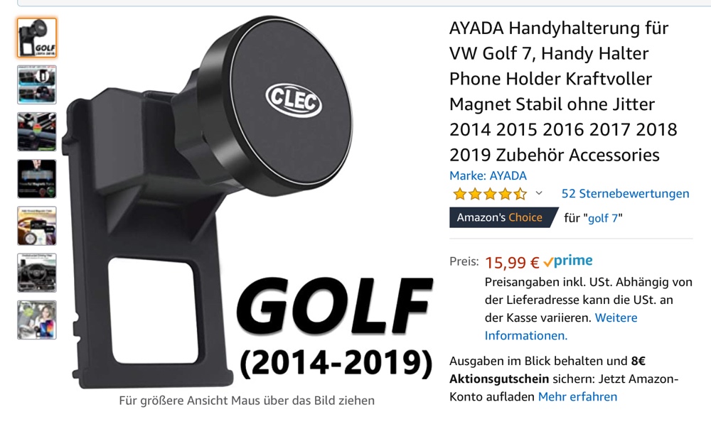 Elegant integrierter Handy-/Smartphone-/Tablet-Halter für den eGolf/Golf 7  – Werners WoMoBlog